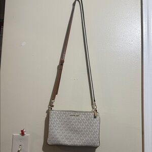 Michael Kors Cream and Brown Crossbody Bag